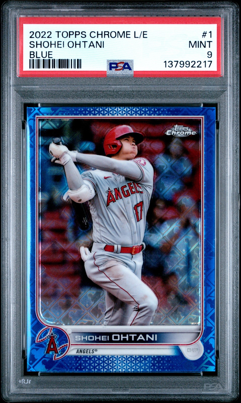 2022 TOPPS CHROME LOGOFRACTOR EDITION BLUE #1 SHOHEI OHTANI 49/150 PSA 9