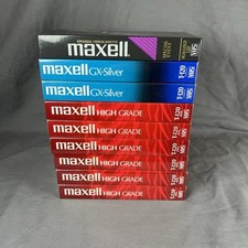 Maxell T-120 Lot of 9 VHS Video Cassette Tapes, High Grade, GX-Silver, New