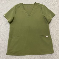FIGS Scrub Top Womens L Green Casma Three Pocket Technical Collection V Neck