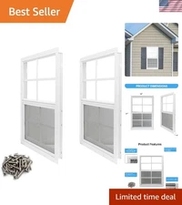 2 Pack 14x21" Flush Mount Shed Windows with Tempered Glass & Fiberglass Screen