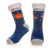 Kids Slipper Socks Fuzzy Socks For Boys Girls Warm 8-12 Years Dark Blue