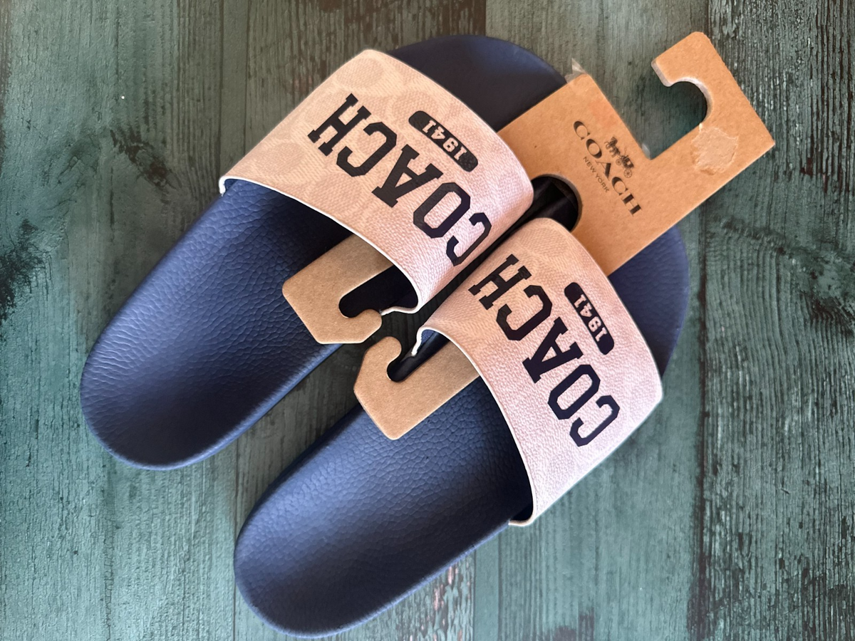 COACH コーチ サボ SABLE シグネチャー 7M サンダル 24cm NEW COACH Size07 Men's Sandal Slide Chalk SIG C Deep Blue 1941