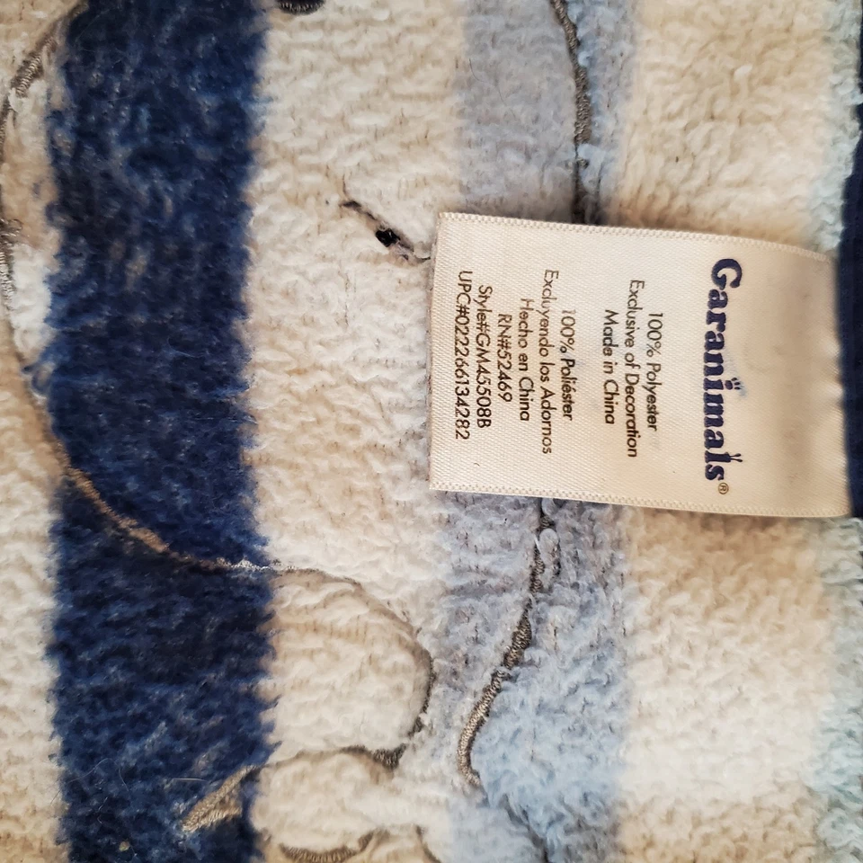 Manta de bebé de felpa a rayas ballena azul Garanimals Lovey seguridad gris blanco Foto 2 de 4