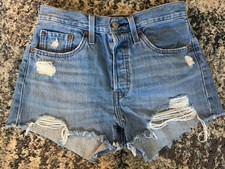Levi s 501 Cut-Off Shorts Women's Original Blue Distressed Size 27 New w/ Tags