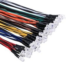 56pcs 7 Colors x 8pcs 12 Volt LED Lights Emitting Diodes Pre Wired DC 12v 5mm