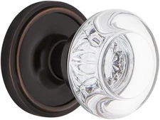 Warehouse Classic Rosette round Clear Crystal Door Knob