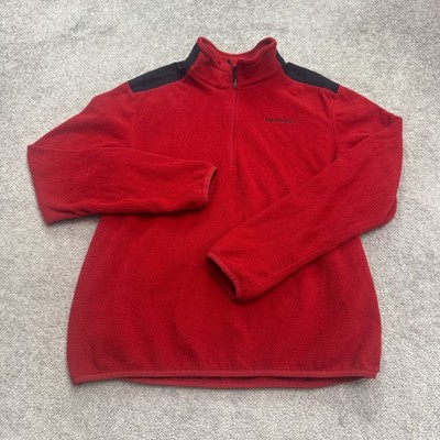 Merrell 1/4 Zip Pullover Fleece Jacket Mens Small Red Outdoor Adventure Trail