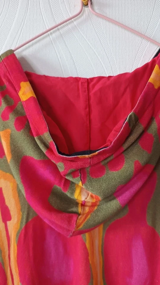 Женская толстовка с капюшоном на молнии в постели с абстрактным многоцветным принтом хиппи размер L - Изображение 4 из 4