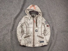 Rare Vintage Bogner Arctic Earth Expedition Ski Down Hooded Logo Zip Jacket