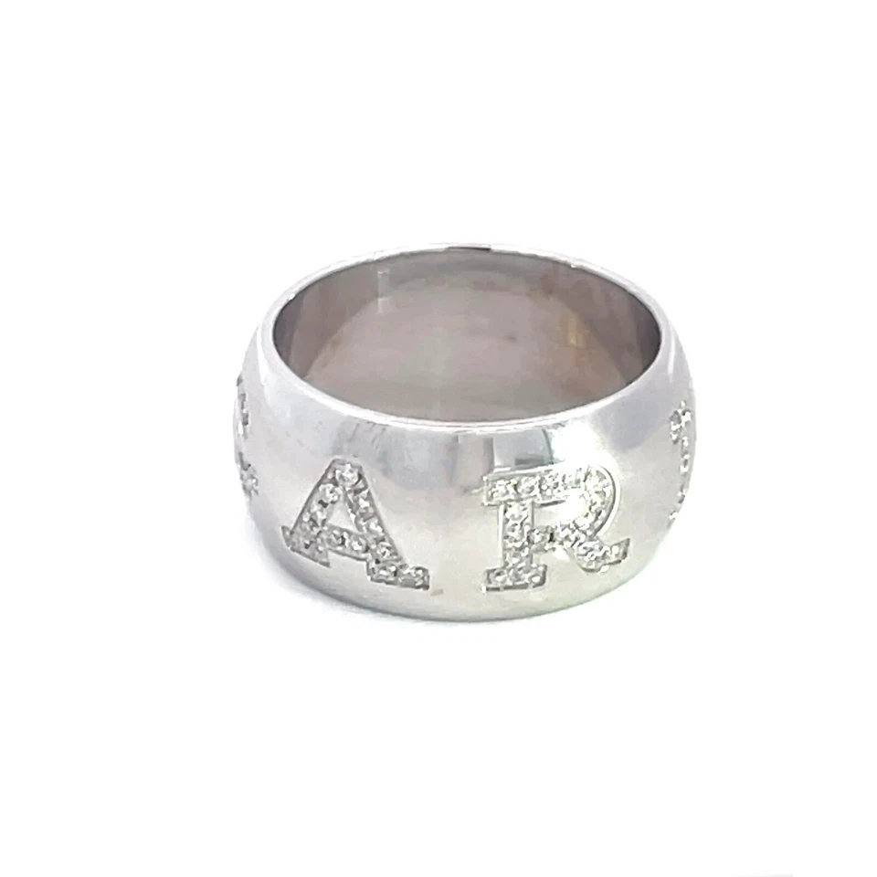 Anillo Bulgari Diamante Oro Cúpula 18k Blanco Grabado Gema Banda Talla 6.5 Foto 4 de 4