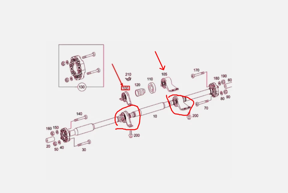 Cojinete de soporte central del eje de transmisión delantero y trasero para Mercedes Benz nuevo MB S W221 Foto 2 de 4
