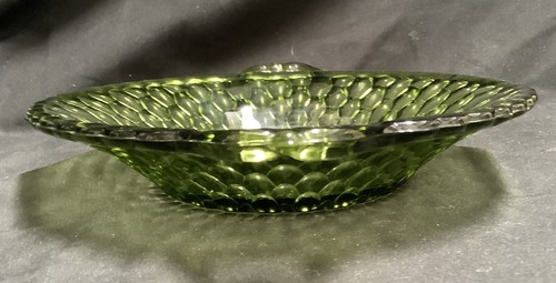 Vtg green 9" depression glass, Anchor Hkng, candy/nut serving dish with handles - Picture 4 of 8