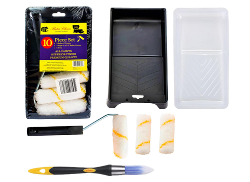 Bates- Paint Tray Set, 10 Piece, 4" Paint Roller Set