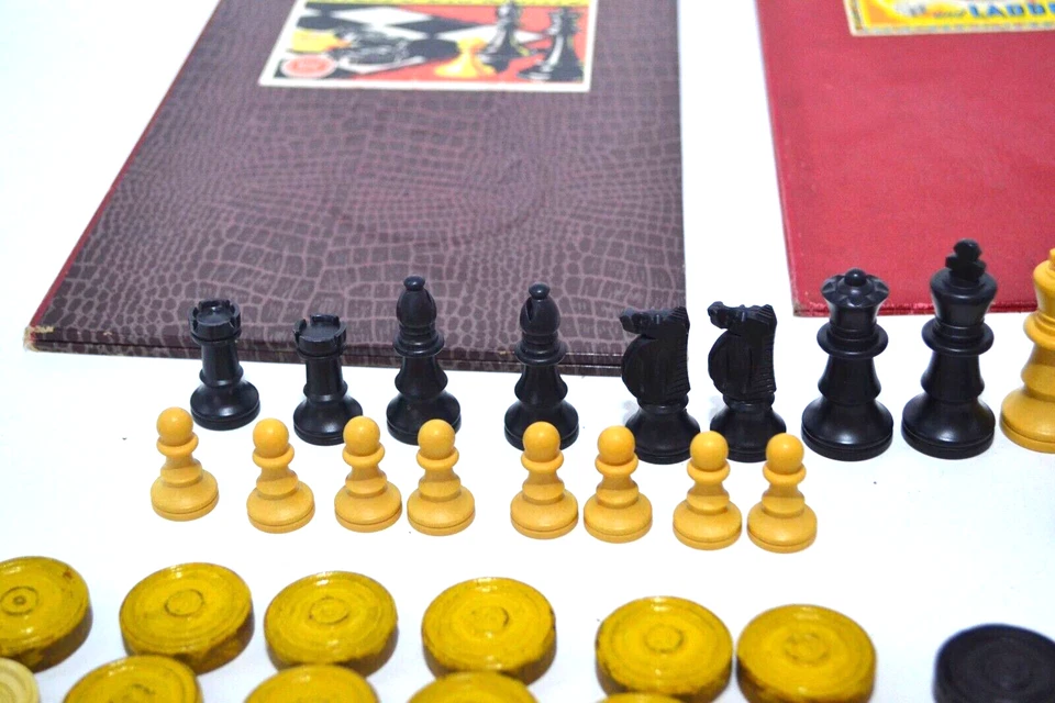 VINTAGE Draughts and Chess Set With Board K&C Ltd + Snakes & Ladders Board - Image 4 of 4