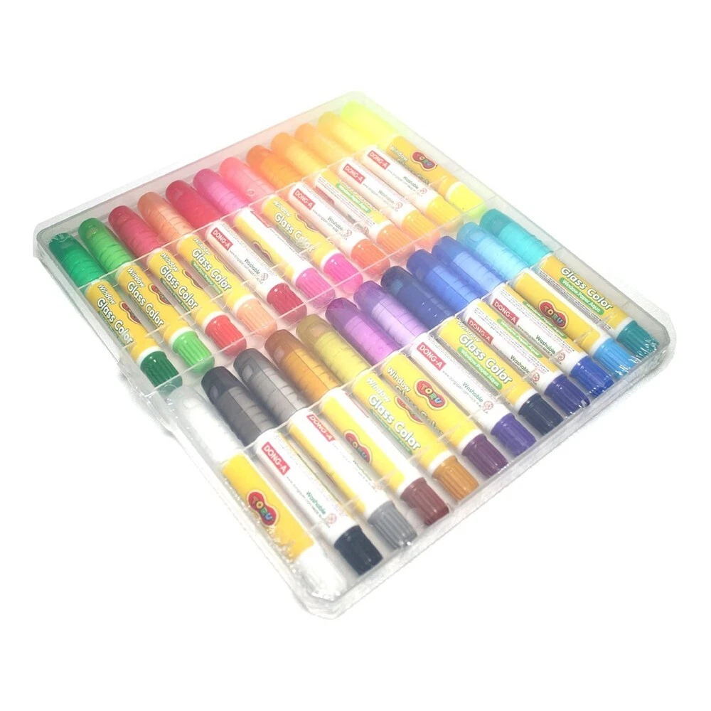 Toru Window Glass Color Crayon Marker Washable Paper Aqua Non-Toxic 24 Colors