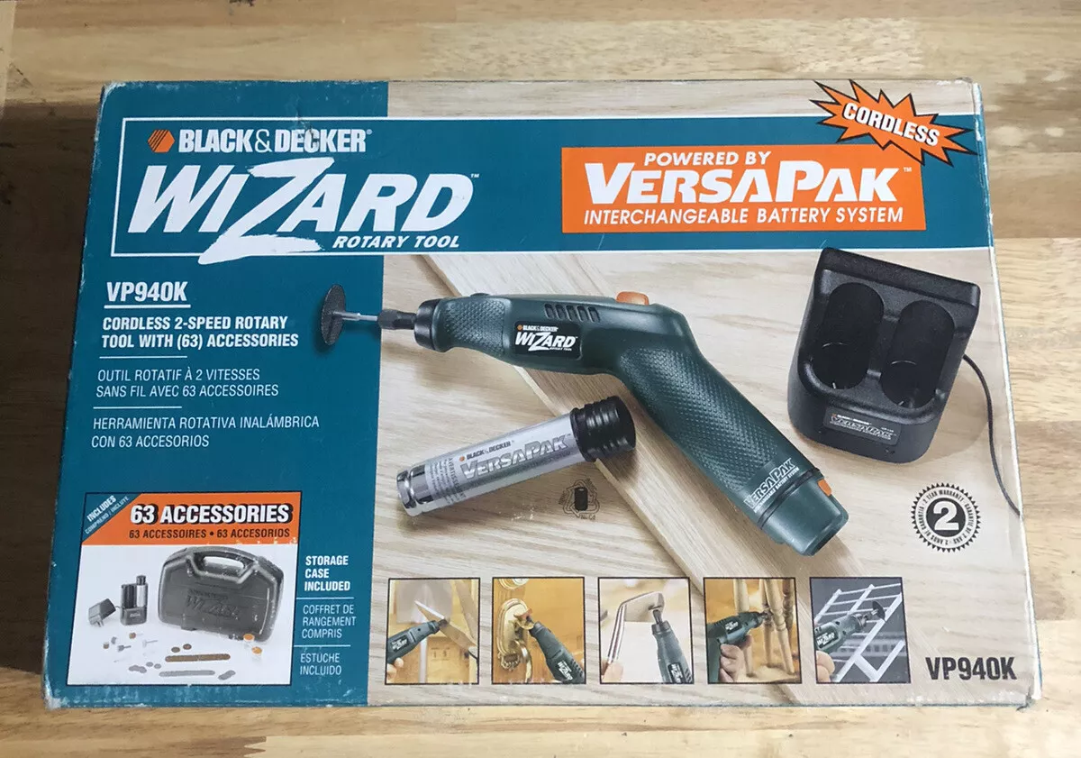 Black & Decker VersaPak Cordless Wizard Rotary Tool 2-Speed With Box VP940K  READ