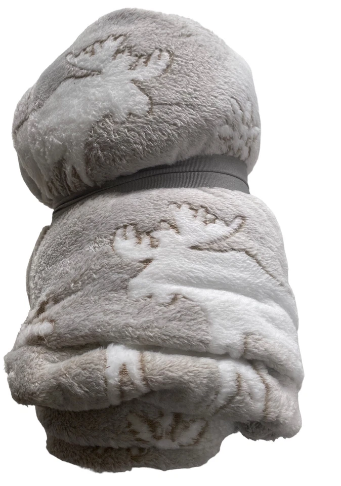 Peluche de terciopelo texturizado Mainstays blanco/bronceado alce lujosamente suave 50X60 Foto 3 de 4