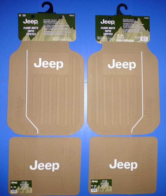 Jeep Elite With Logo Front Rear Tan Rubber Floor Mats 4 Pcs Set Car Truck SUV eBay