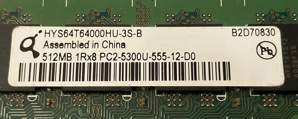 Infineon HYS64T64000HU-3S-B 512MB 1Rx8 DDR2-667 PC2-5300U-555-12-D0 Memory - Image 2 of 2