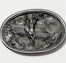 Bergamot Brass Works Belt Buckle Deer Relief VINTAGE G-146 Made in USA 53115