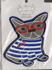 Sew-ology - Iron On Applique Patch 1768001 Dog with Glasses & Striped Shirt