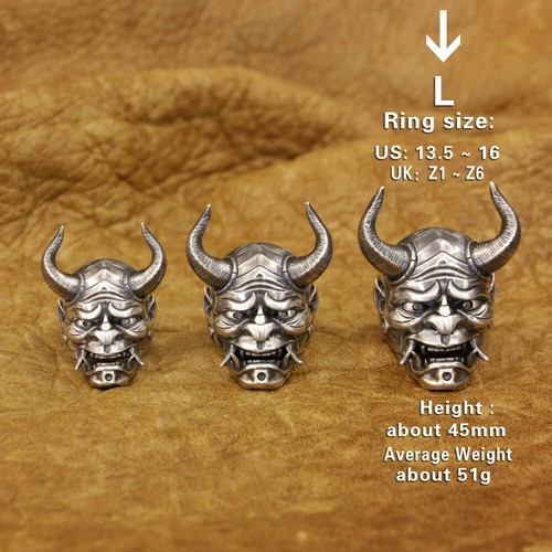 Details 925 Sterling Silver Japanese Ghost Prajna Skull Ring TA388A US Size 7~16 - Picture 26 of 31