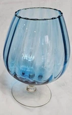 MCM Empoli Italy Art Glass Pedestal Goblet Vase Blue 11.25" x 7 7/8" EUC