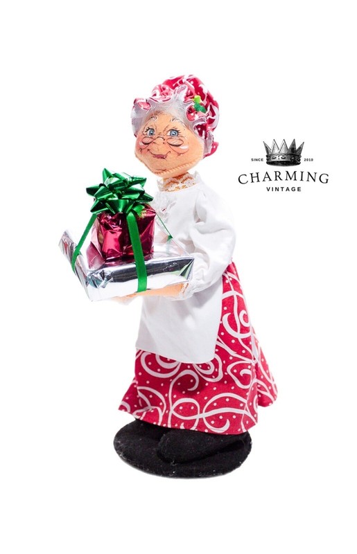 Vintage 2019 ANNALEE Mobilitee CHRISTMAS SWIRL MRS. SANTA Artisan Doll 13" w/Tag