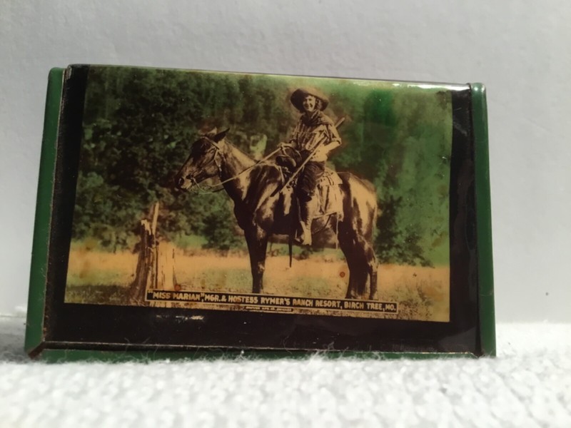 RARE 1920’s-30’s BROTHEL MADAME PHOTO MATCHBOX HOLDER RYMERS RANCH MO.