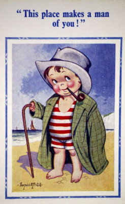 AK Meer Comic frecher gewagter Junge Strandpfeife Constance Donald McGill 2003