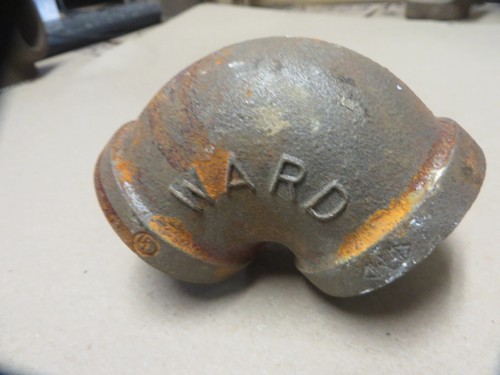 IRON PIPE FITTING very old NOS ELBOW 1"X1" WARD GALVANIZED