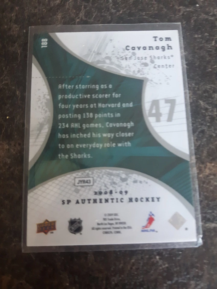 2008-09 Sp Authentic Future Watch Tom Cavanagh Rookie RC 692/999 Card# 188 - Image 2 of 2