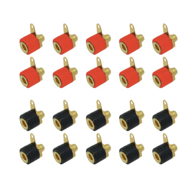 Bananenbuchse Lötfahne 4 mm vergoldet 20x 10 schwarz 10 rot Einbau Buchse Banana