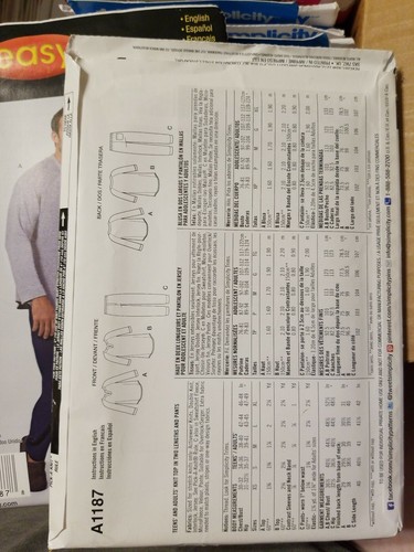 Simplicity Sewing Pattern 1187 Unisex KNIT TOP & PANTS sz XS-XL Easy to Sew - Picture 2 of 2
