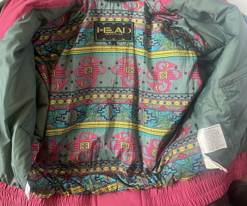 Vintage 80s Head Womens Size 8 Pink and Teal Vibrant Colors Aztec Floral - Picture 11 of 13