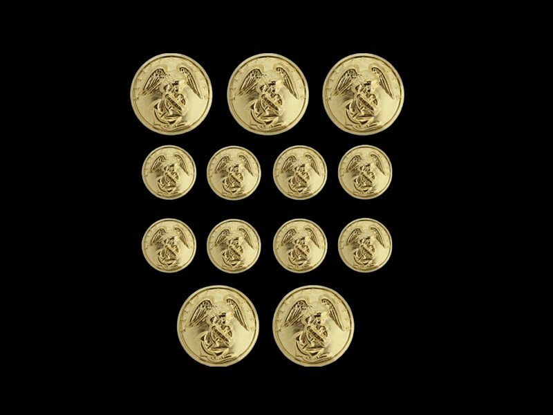 US MARINE CORPS OFFFICER DRESS BLUES BUTTON SET (8-27 LIGNE AND 5-40 LIGNE)* US MARINE CORPS OFFFICER DRESS BLUES BUTTON SET (8-27 LIGNE AND 5-40 LIGNE)*
