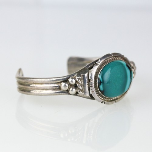 Impresionante brazalete firmado Tommie Charlie Navajo plata esterlina turquesa - Imagen 4 de 7