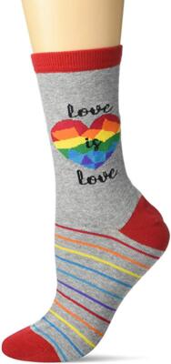 K. Bell Love is Love Crew Socks 1 Pair, Gray Heather, Women's  Size Shoe 9-11