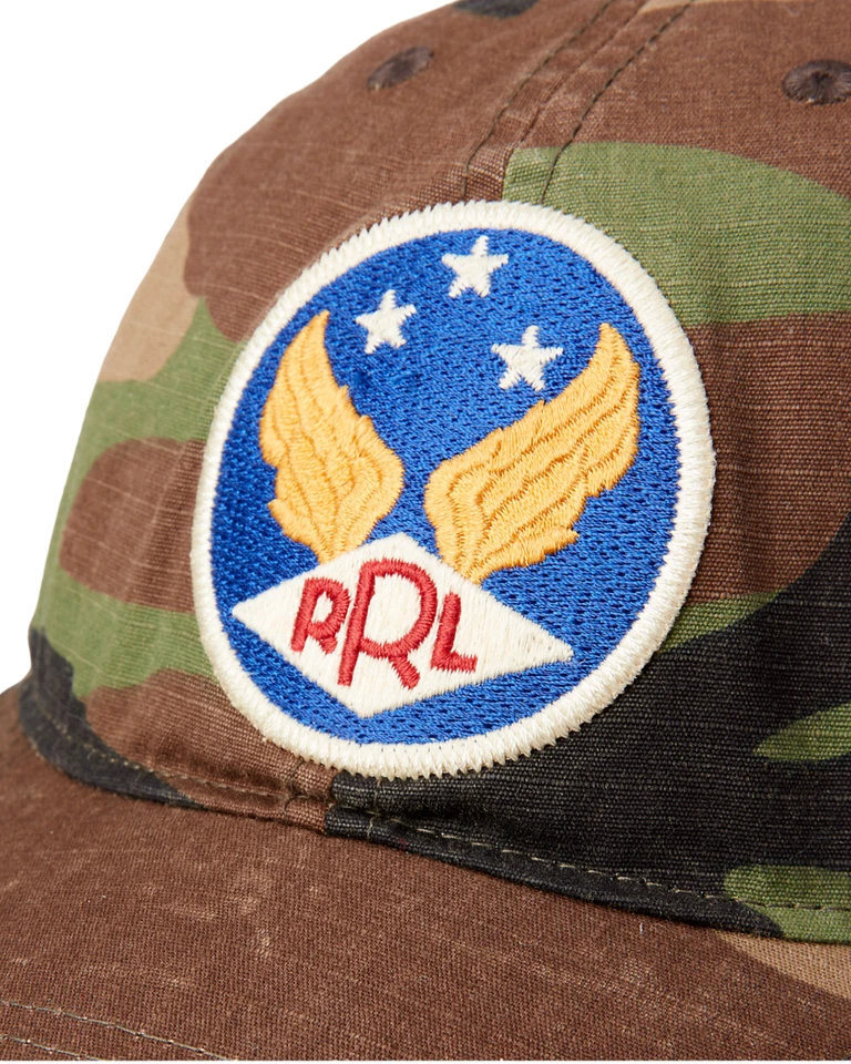Gorra de béisbol Ralph Lauren RRL con logotipo alado inspirada en el vuelo de algodón camuflada nueva Foto 3 de 3