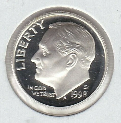 KAPPYSCOINS W6303 1998S SILVER  DEEP MIRROR ULTRA  CAMEO PROOF ROOSEVELT DIME