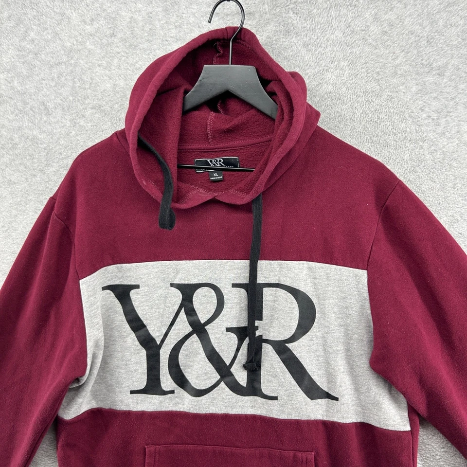 Young & Reckless Hoodie Adult Size XL Spell Out Long Sleeve Burgundy Hip Hop - Image 4 of 4