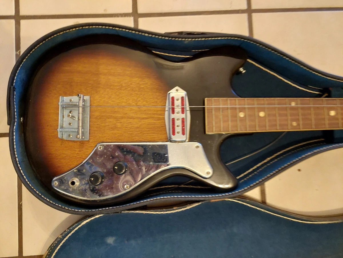 vintage 1960s Teisco Electric Guitar orig alligator case Japan Electric guitar