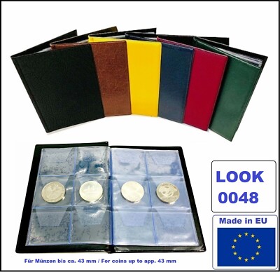 Pocket Coin Album Blue 8 Coin Sheets with 48 Pockets 50-mm LOOK 0048-B