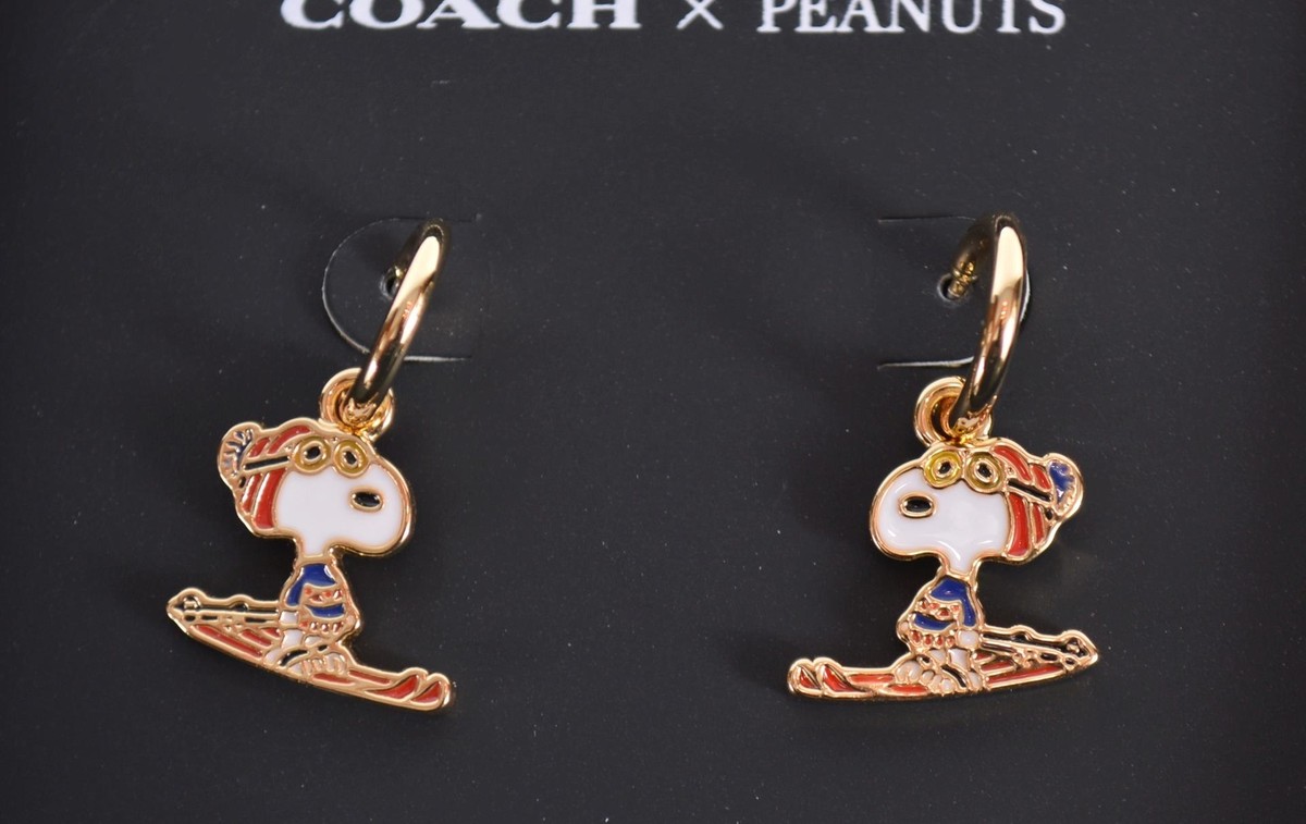 限定コラボ【Coach X Peanuts】Snoopy Stud Earrings Coach X Peanuts Woodstock Stud and Crystal stud Earrings Set