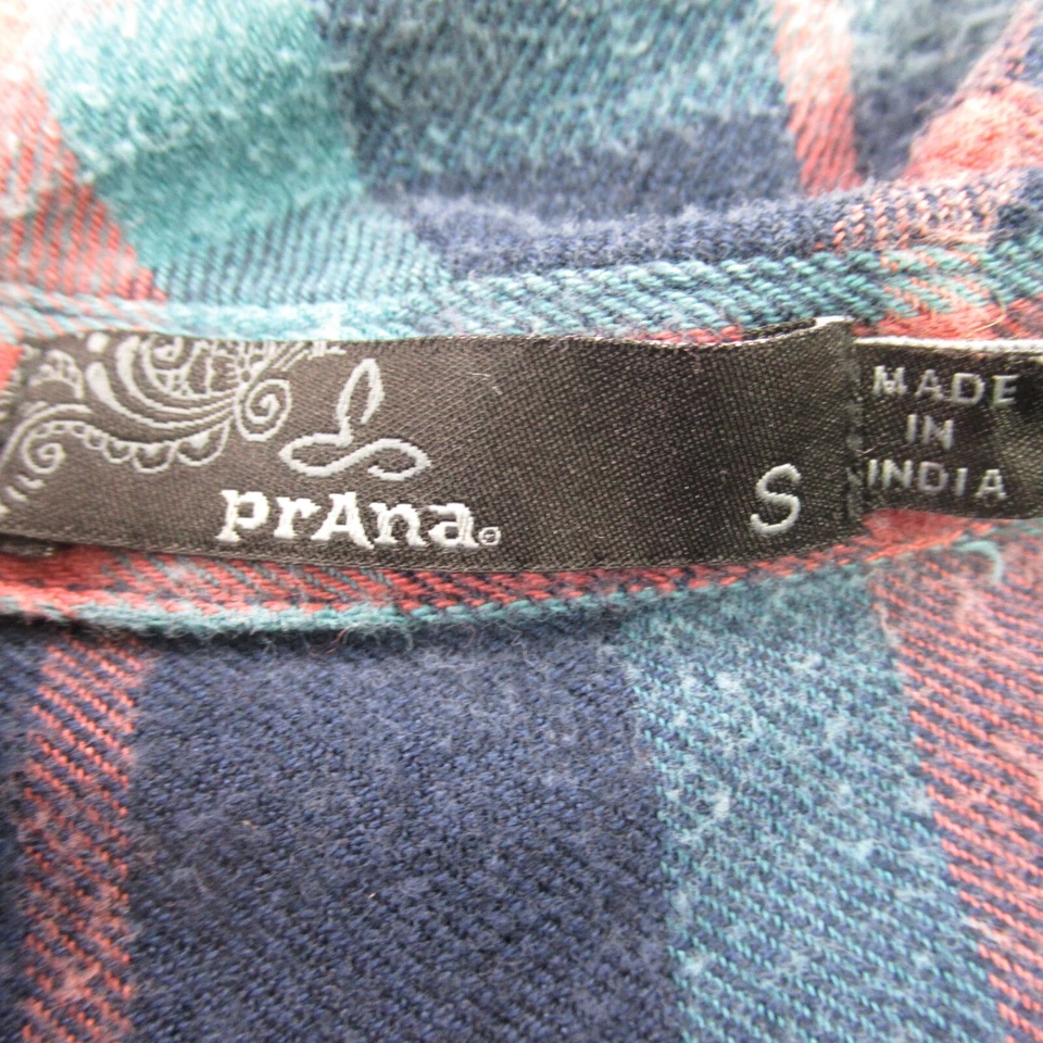 Camisa Prana Mujer Pequeña Manga Larga Abotonada Ligera Cuadros Informal Bolsillos Foto 3 de 4