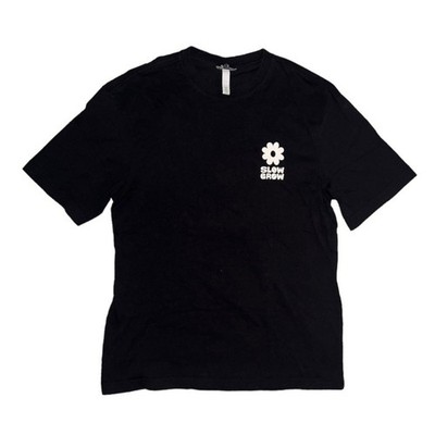 H&M Men's Black Slow Grow T-Shirt White Graphic Short Sleeve Size Small