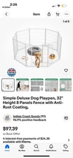 Simple Deluxe Dog Playpen, 32" Height 8 Panels Fence with Anti-Rust Coating, 