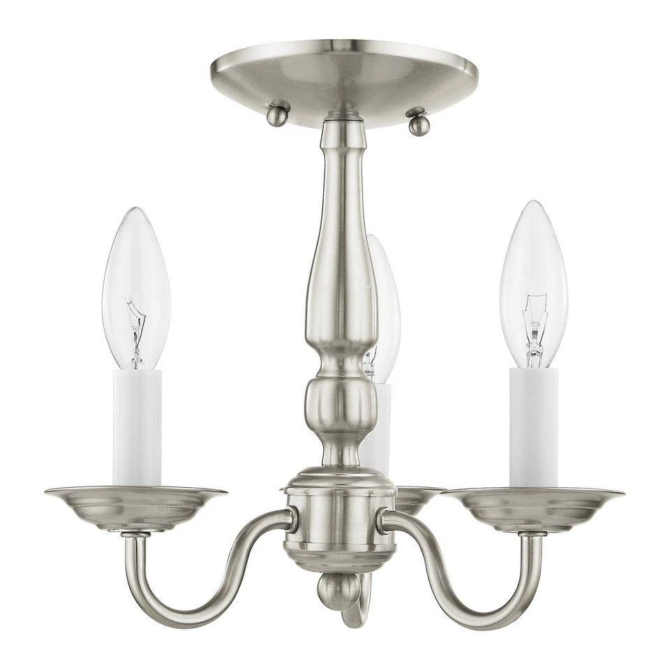 Accesorio de techo Livex Lighting 5009 níquel Williamsburg 3 luces semi-enjuagado Foto 4 de 4