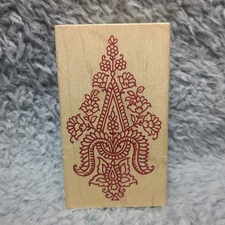 Stampa Rosa PAISLEY Mehndi DESIGN Wood Mounted Rubber Stamp