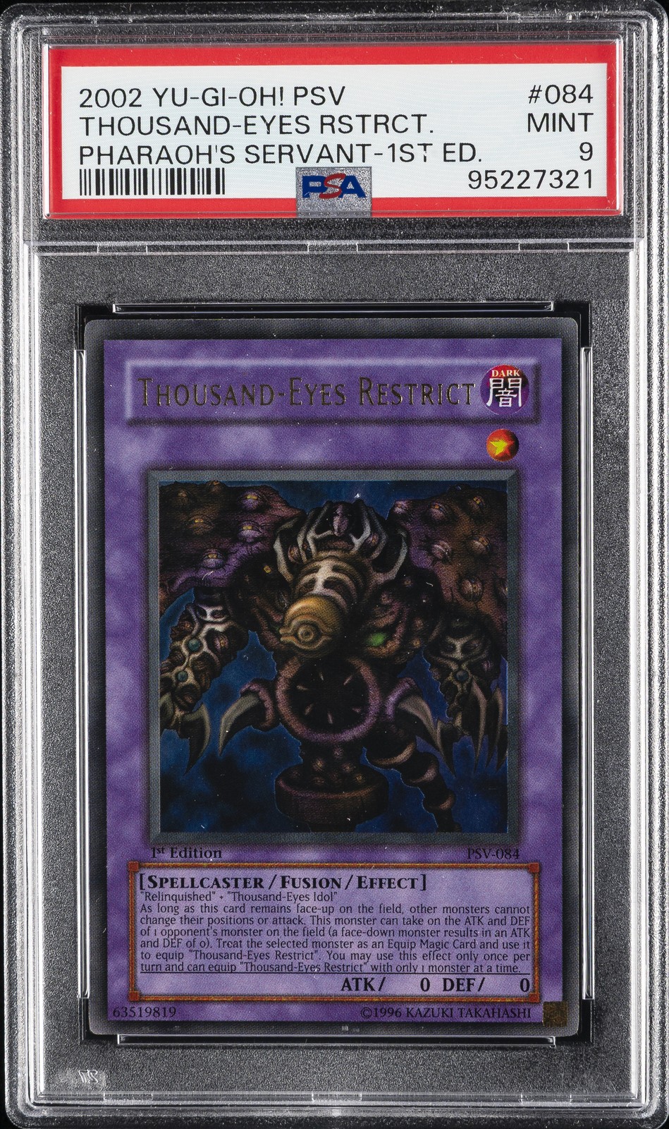2002 YU-GI-OH! PSV-PHARAOH'S SERVANT 1ST EDITION THOUSAND-EYES RESTRICT PSA 9